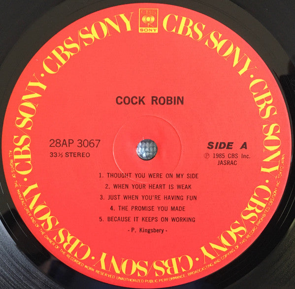 Cock Robin - Cock Robin (Vinyl, LP, Album) Very Good Plus (VG+) / Very Good (VG)