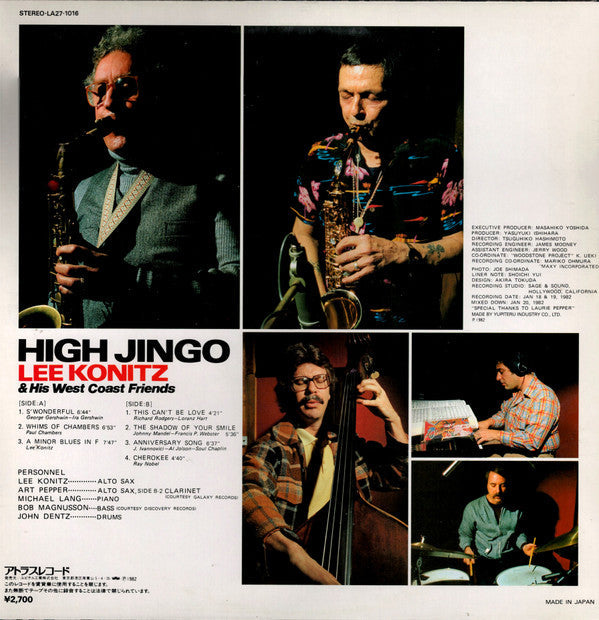 Lee Konitz & His West Coast Friends - High Jingo (Vinyl, LP, Album) Very Good Plus (VG+) / Very Good Plus (VG+)