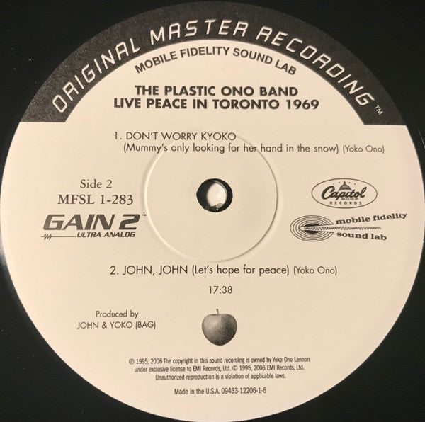 The Plastic Ono Band - Live Peace In Toronto 1969 (Vinyl, LP, Limited Edition, Remastered) Very Good Plus (VG+) / Very Good Plus (VG+)