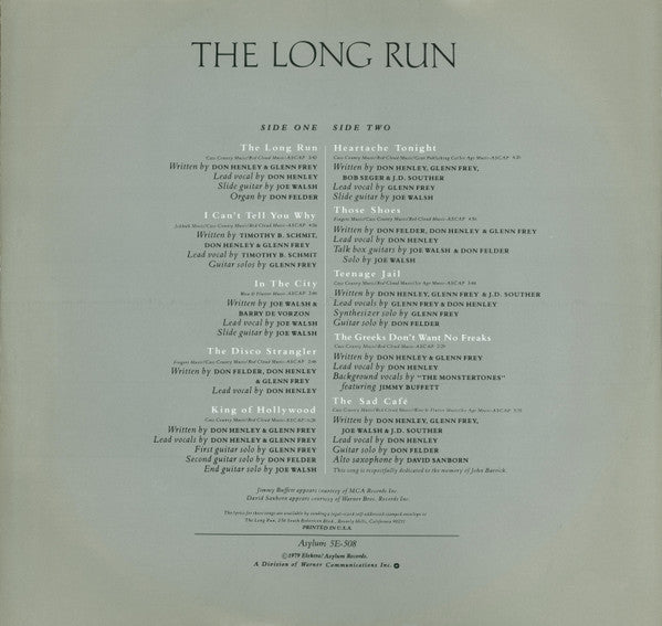 Eagles - The Long Run (Vinyl, LP, Album, Stereo)