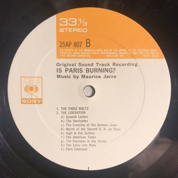 Maurice Jarre - Is Paris Burning? (The Original Sound Track Recording) (Vinyl, LP, Album, Reissue, Stereo) Very Good (VG) / Very Good (VG)