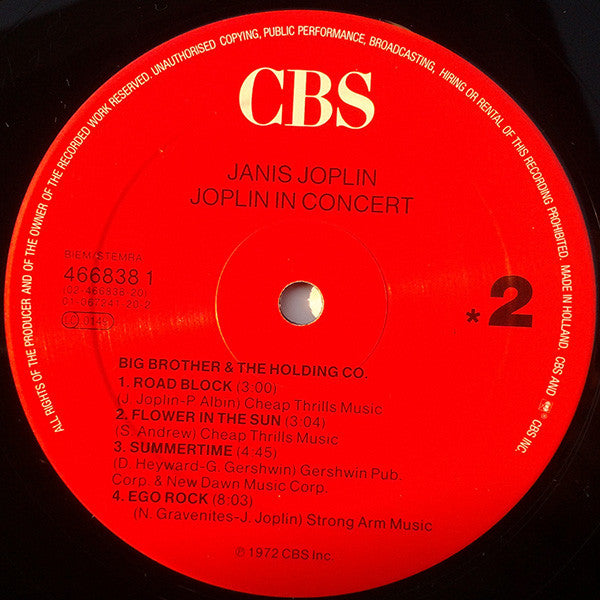 Janis Joplin - In Concert (2xVinyl, LP, Reissue) Very Good (VG) / Very Good Plus (VG+)