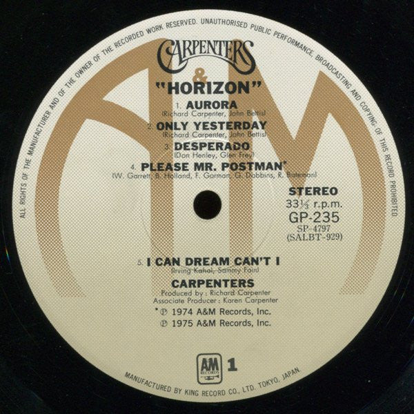 Carpenters - Horizon (Vinyl, LP, Album, Stereo)