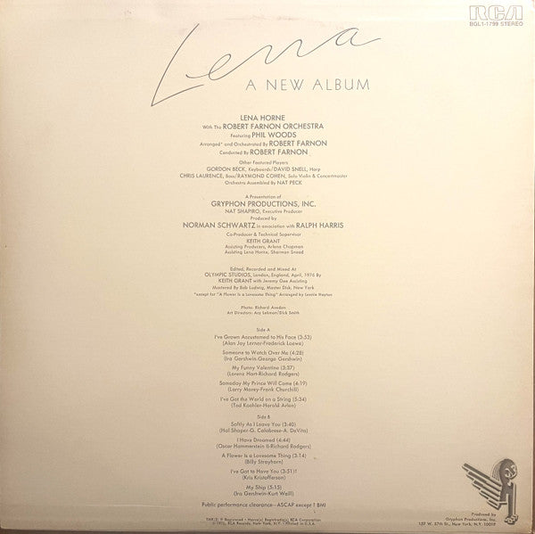 Lena Horne - Lena, A New Album (Vinyl, LP, Album, Stereo) Very Good (VG) / Very Good (VG)