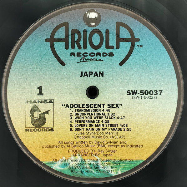 Japan - Adolescent Sex (Vinyl, LP, Album)