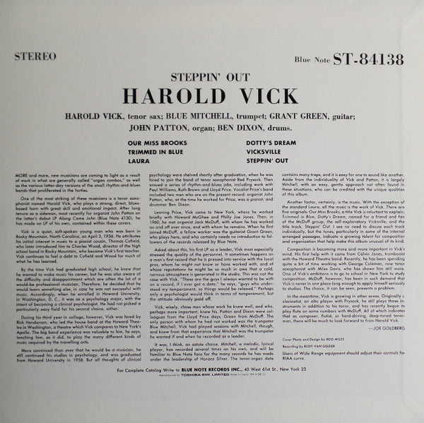 Harold Vick - Steppin' Out! (Vinyl, LP, Album, Stereo, Reissue, Limited Edition) Near Mint (NM or M-) / Near Mint (NM or M-)