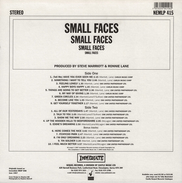 Small Faces - Small Faces (Vinyl, Vinyl, LP, Reissue, Remastered, Stereo, 7", Single Sided) Very Good Plus (VG+) / Very Good Plus (VG+)