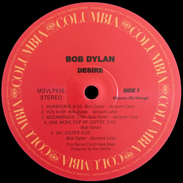 Bob Dylan - Desire (Vinyl, LP, Album, Reissue, Stereo) Very Good Plus (VG+) / Very Good (VG)