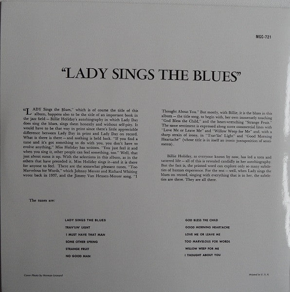 Billie Holiday - Lady Sings The Blues (Vinyl, LP, Album, Reissue, Remastered) Near Mint (NM or M-) / Very Good Plus (VG+)