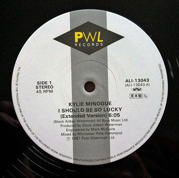 Kylie Minogue - I Should Be So Lucky (Vinyl, 12", 45 RPM, Promo) Very Good Plus (VG+) / Very Good Plus (VG+)