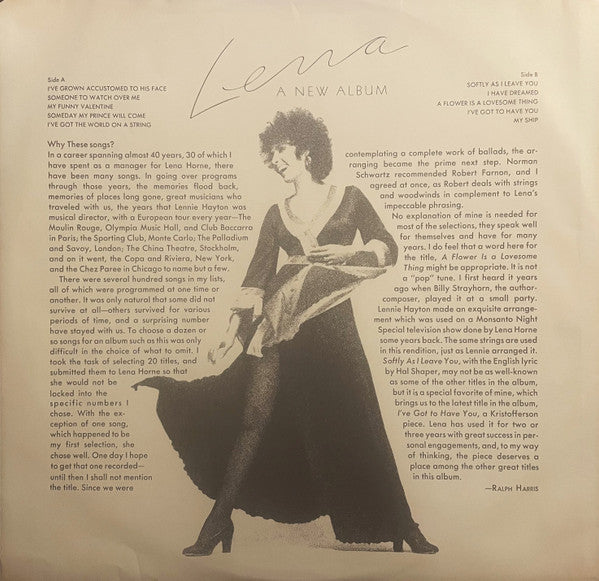 Lena Horne - Lena, A New Album (Vinyl, LP, Album, Stereo) Very Good (VG) / Very Good (VG)
