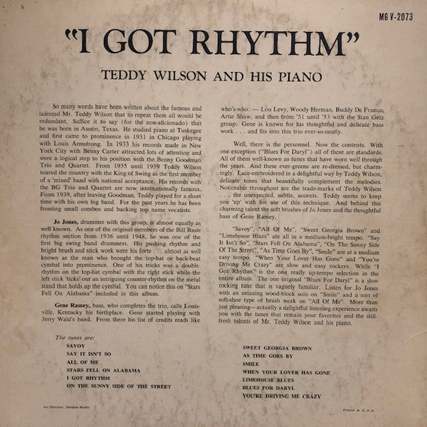 Teddy Wilson - I Got Rhythm (Vinyl, LP) Good Plus (G+) / Good Plus (G+)