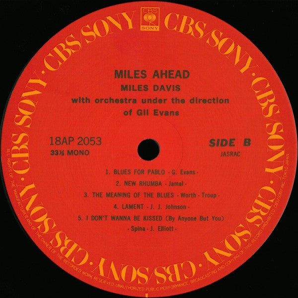 Miles Davis + 19 - Miles Ahead (Vinyl, LP, Album, Mono, Reissue)