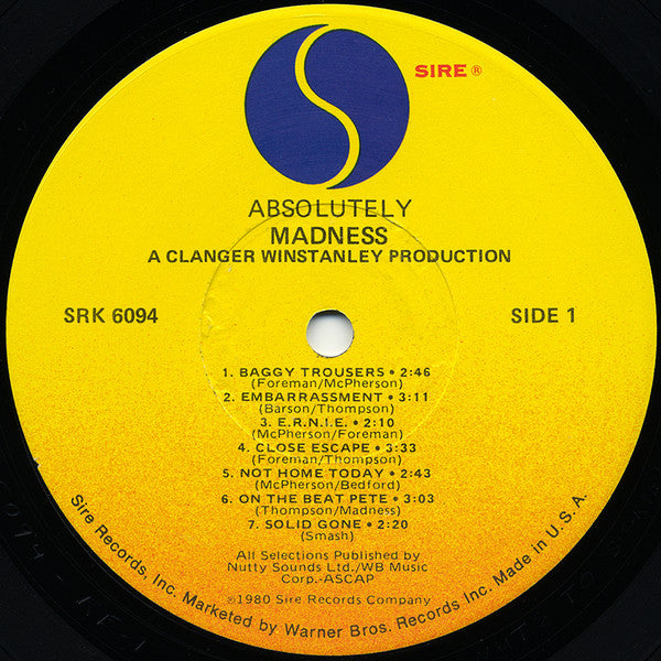Madness - Absolutely (Vinyl, LP, Album) Near Mint (NM or M-) / Very Good Plus (VG+)