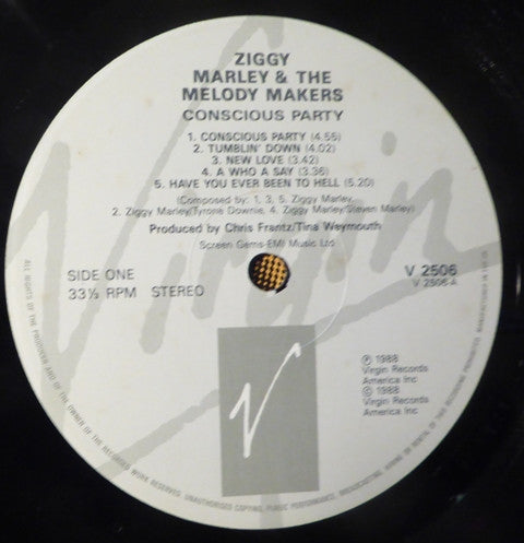 Ziggy Marley And The Melody Makers - Conscious Party (Vinyl, LP, Album) Very Good (VG) / Very Good Plus (VG+)