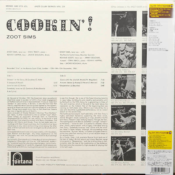 Zoot Sims - Cookin' (Vinyl, LP, Album, Remastered, Reissue, Limited Edition, Mono) Very Good (VG) / Very Good (VG)