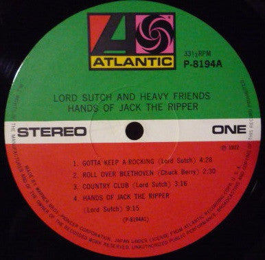 Lord Sutch And Heavy Friends - Hands Of Jack The Ripper (Vinyl, LP, Album) Very Good (VG) / Good Plus (G+)