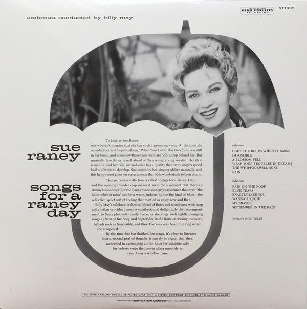 Sue Raney - Songs For A Raney Day (Vinyl, LP, Album, Reissue, Stereo) Very Good Plus (VG+) / Very Good Plus (VG+)