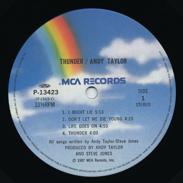 Andy Taylor - Thunder (Vinyl, LP, Album) Near Mint (NM or M-) / Very Good Plus (VG+)