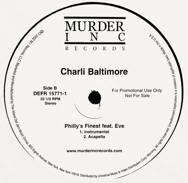 Charli Baltimore - Philly's Finest (Vinyl, 12", Promo) Very Good Plus (VG+) / Very Good Plus (VG+)