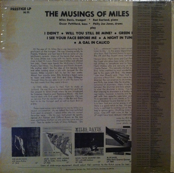 Miles Davis - The Musings Of Miles (Vinyl, LP, Album, Reissue) Very Good (VG) / Very Good Plus (VG+)