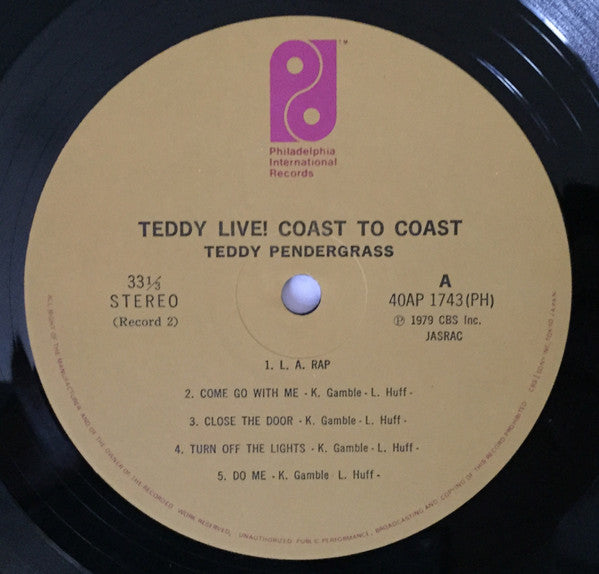 Teddy Pendergrass - Live! Coast To Coast (2xVinyl, LP, Album, Stereo) Very Good Plus (VG+) / Very Good (VG)