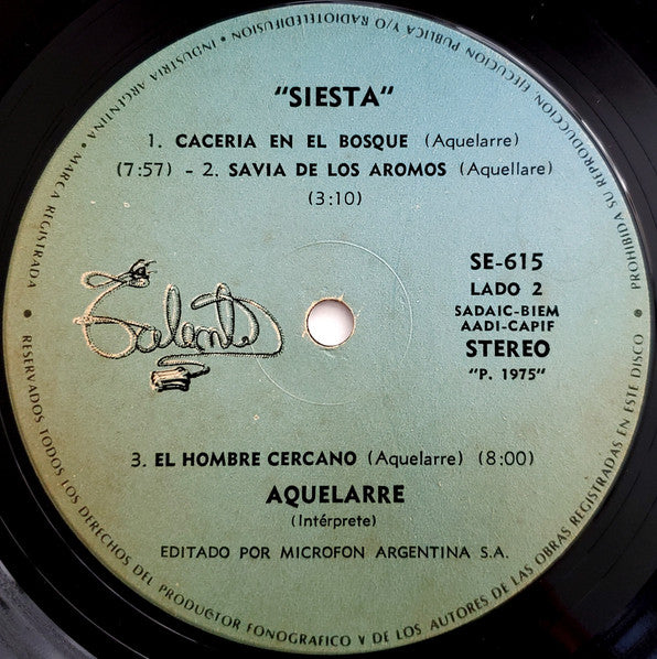 Aquelarre - Siesta (Vinyl, LP, Album) Very Good Plus (VG+) / Very Good (VG)
