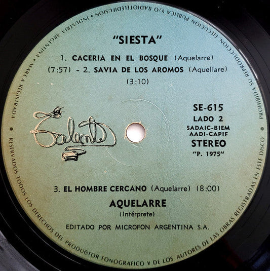 Aquelarre - Siesta (Vinyl, LP, Album) Very Good Plus (VG+) / Very Good (VG)