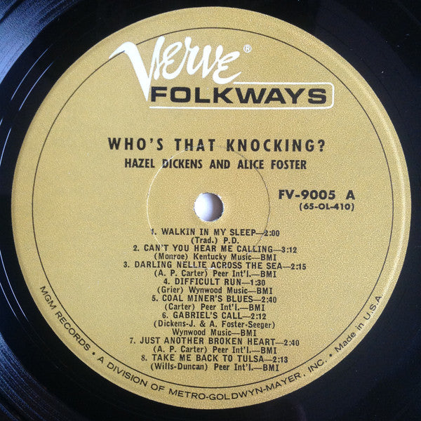 Hazel Dickens And Alice Gerrard - Who's That Knocking? And Other Bluegrass Music (Vinyl, LP, Album, Mono) Good Plus (G+) / Very Good (VG)