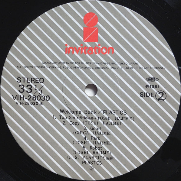 Plastics - Welcome Back = ウェルカム・バック (Vinyl, LP, Album, Stereo) Very Good Plus (VG+) / Very Good (VG)