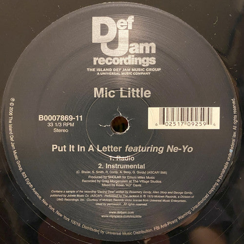 Mic Little - Put It In A Letter (Vinyl, 12", 33 ⅓ RPM) Good Plus (G+) / Generic