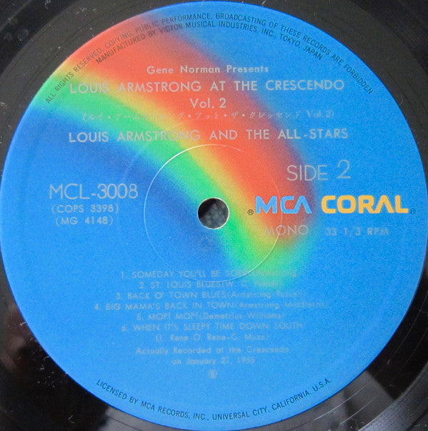 Louis Armstrong - At The Crescendo Vol. 2 (Vinyl, LP, Reissue, Mono) Very Good Plus (VG+) / Very Good Plus (VG+)