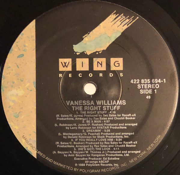 Vanessa Williams - The Right Stuff (Vinyl, LP, Album) Very Good Plus (VG+) / Very Good (VG)