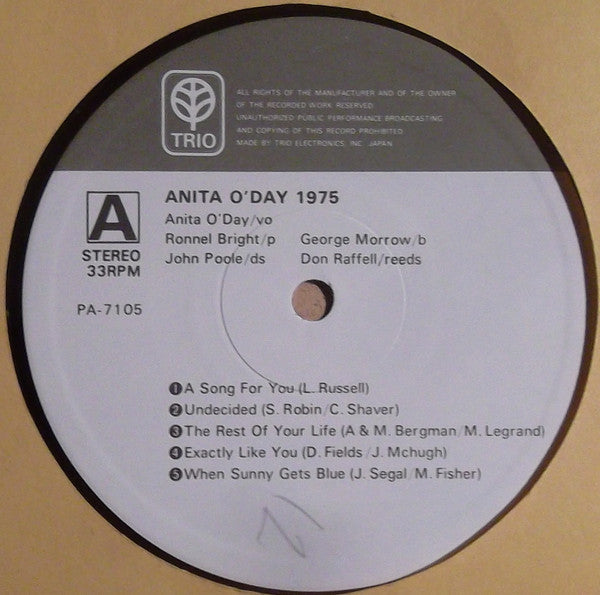 Anita O'Day - Anita 1975 (Vinyl, LP, Album) Very Good Plus (VG+) / Very Good (VG)