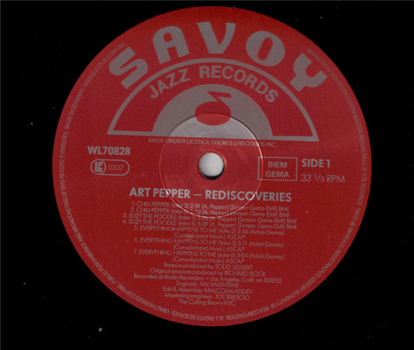 Art Pepper - Rediscoveries (Vinyl, LP) Very Good (VG) / Very Good (VG)