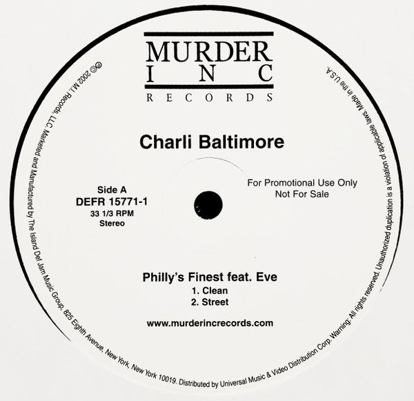 Charli Baltimore - Philly's Finest (Vinyl, 12", Promo) Very Good Plus (VG+) / Very Good Plus (VG+)