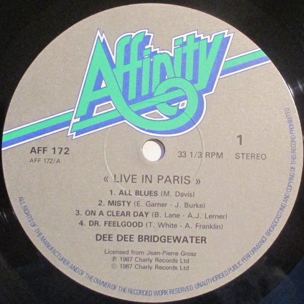 Dee Dee Bridgewater - Live In Paris (Vinyl, LP, Album) Very Good Plus (VG+) / Very Good Plus (VG+)