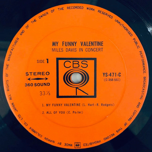 Miles Davis - My Funny Valentine - Miles Davis In Concert (Vinyl, LP, Album, Stereo) Very Good (VG) / Very Good (VG)