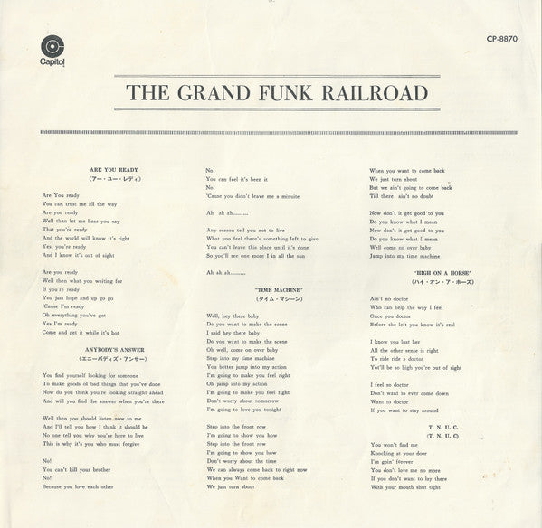 Grand Funk Railroad - On Time (Vinyl, LP, Album, Stereo) Good Plus (G+) / Very Good (VG)
