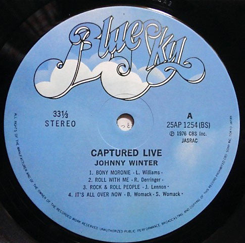 Johnny Winter - Captured Live! (Vinyl, LP, Album, Reissue) Very Good Plus (VG+) / Very Good Plus (VG+)