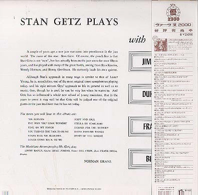 Stan Getz - Stan Getz Plays (Vinyl, LP, Album, Compilation, Reissue, Mono) Very Good (VG) / Good Plus (G+)