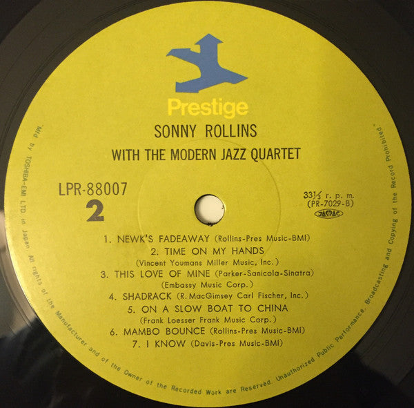 Sonny Rollins - Sonny Rollins With The Modern Jazz Quartet (Vinyl, LP, Album, Remastered, Mono) Very Good Plus (VG+) / Very Good Plus (VG+)