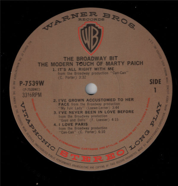 Marty Paich - The Modern Touch Of Marty Paich - The Broadway Bit (Vinyl, LP, Album, Reissue) Very Good (VG) / Very Good (VG)