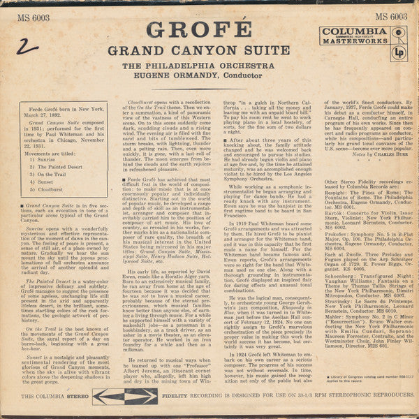 Ferde Grofé - Grand Canyon Suite (Vinyl, LP, Album, Stereo) Very Good (VG) / Very Good (VG)