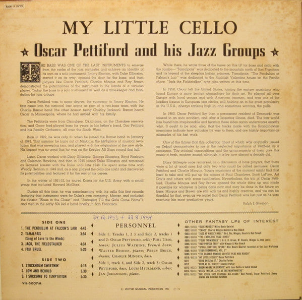 Oscar Pettiford And His Jazz Groups - My Little Cello (Vinyl, LP, Album, Reissue, Mono) Very Good (VG) / Very Good (VG)