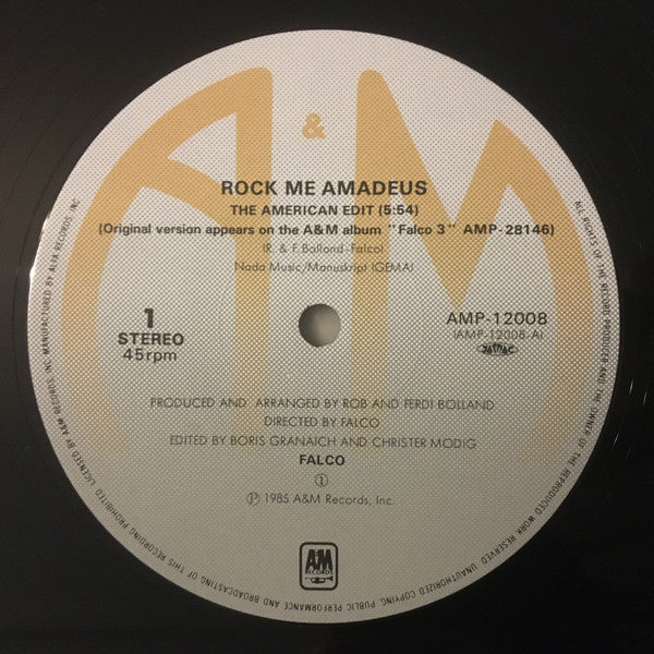 Falco - Rock Me Amadeus / Vienna Calling (Vinyl, 12", 45 RPM, Stereo) Very Good Plus (VG+) / Very Good Plus (VG+)
