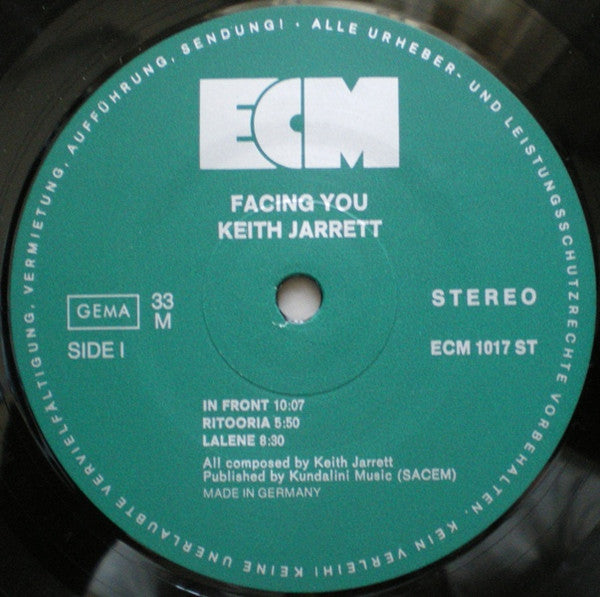 Keith Jarrett - Facing You (Vinyl, LP, Album, Reissue, Stereo) Very Good Plus (VG+) / Very Good Plus (VG+)