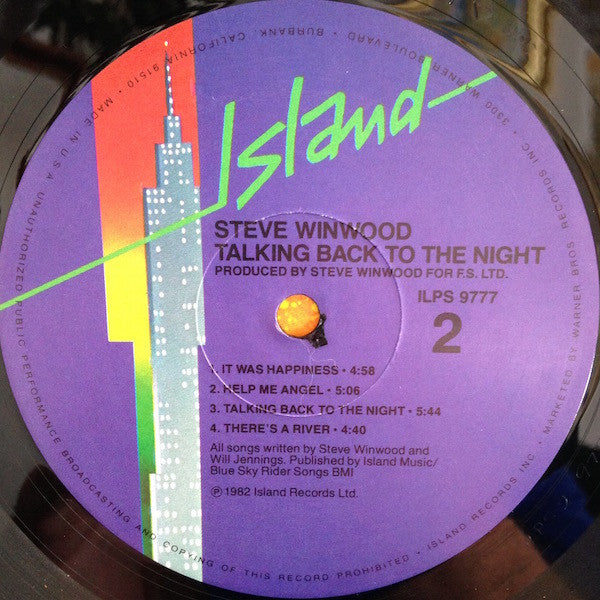 Steve Winwood - Talking Back To The Night (Vinyl, LP, Album) Very Good (VG) / Very Good (VG)