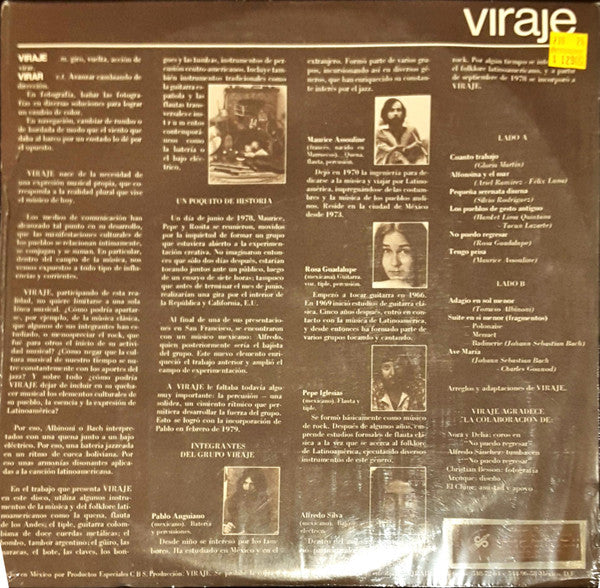 Viraje - Viraje (Vinyl, LP) Very Good Plus (VG+) / Very Good (VG)