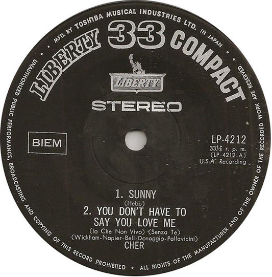 Cher - Sunny (Vinyl, 7", 33 ⅓ RPM) Very Good (VG) / Very Good (VG)